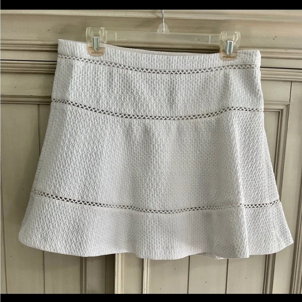 Banana Republic White Smocked A-Line Mini Skirt